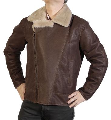 SL115812 - Premium Quality Full Shearling Cross Over Aviator Flying Jacket